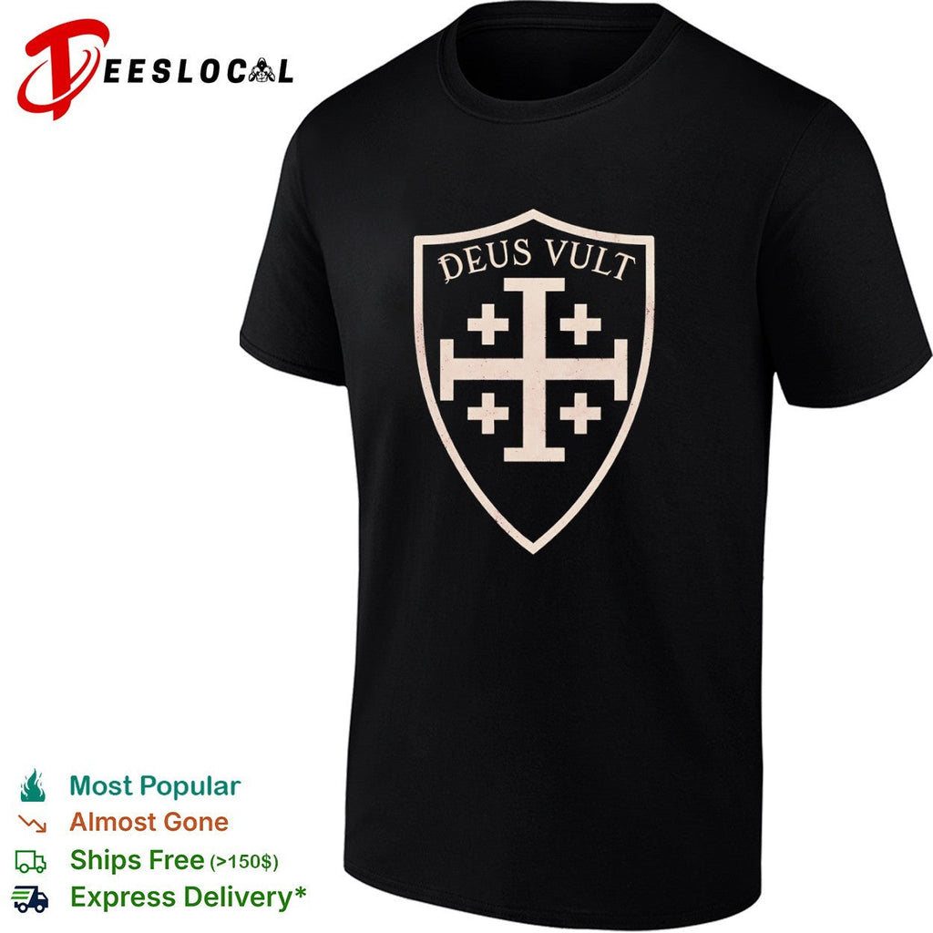 Deus Vult Jerusalem Cross Shield Medieval Crusader Symbol Knights Templar shirt Unisex