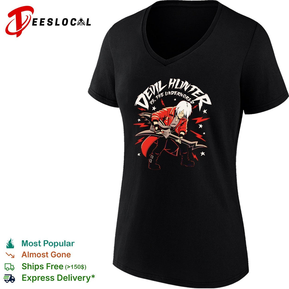 Devil Hunter Music Guitar Dante from Devil May Cry in the style of Scott Pilgrim vs The World shirt