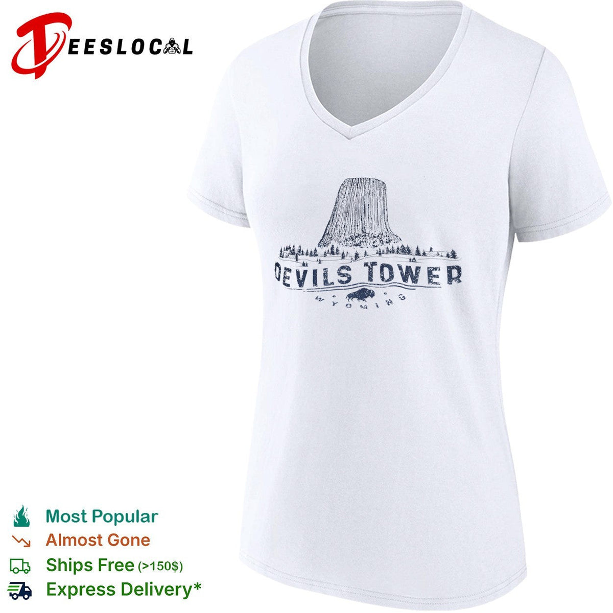 Devils Tower Wyoming National Monument Bison Nature Outdoors Landscape shirt Unisex