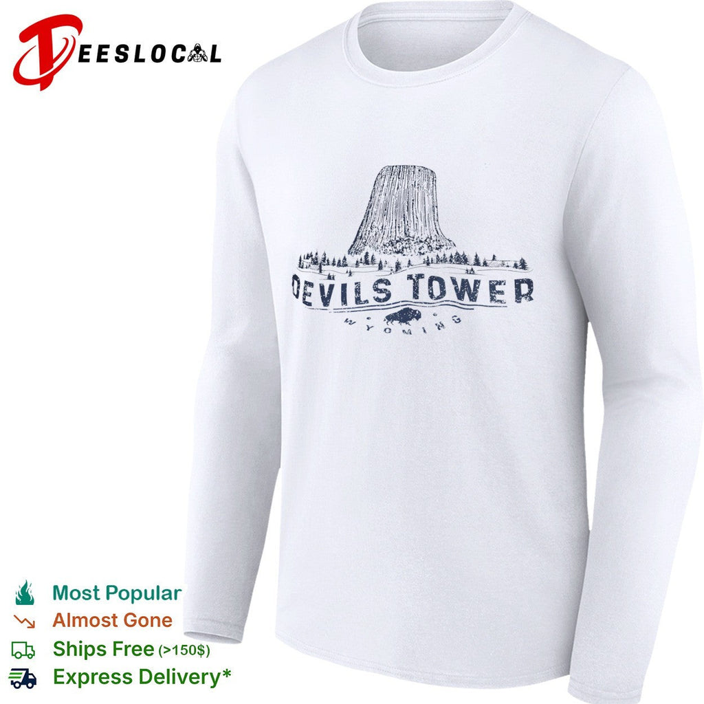 Devils Tower Wyoming National Monument Bison Nature Outdoors Landscape shirt Unisex
