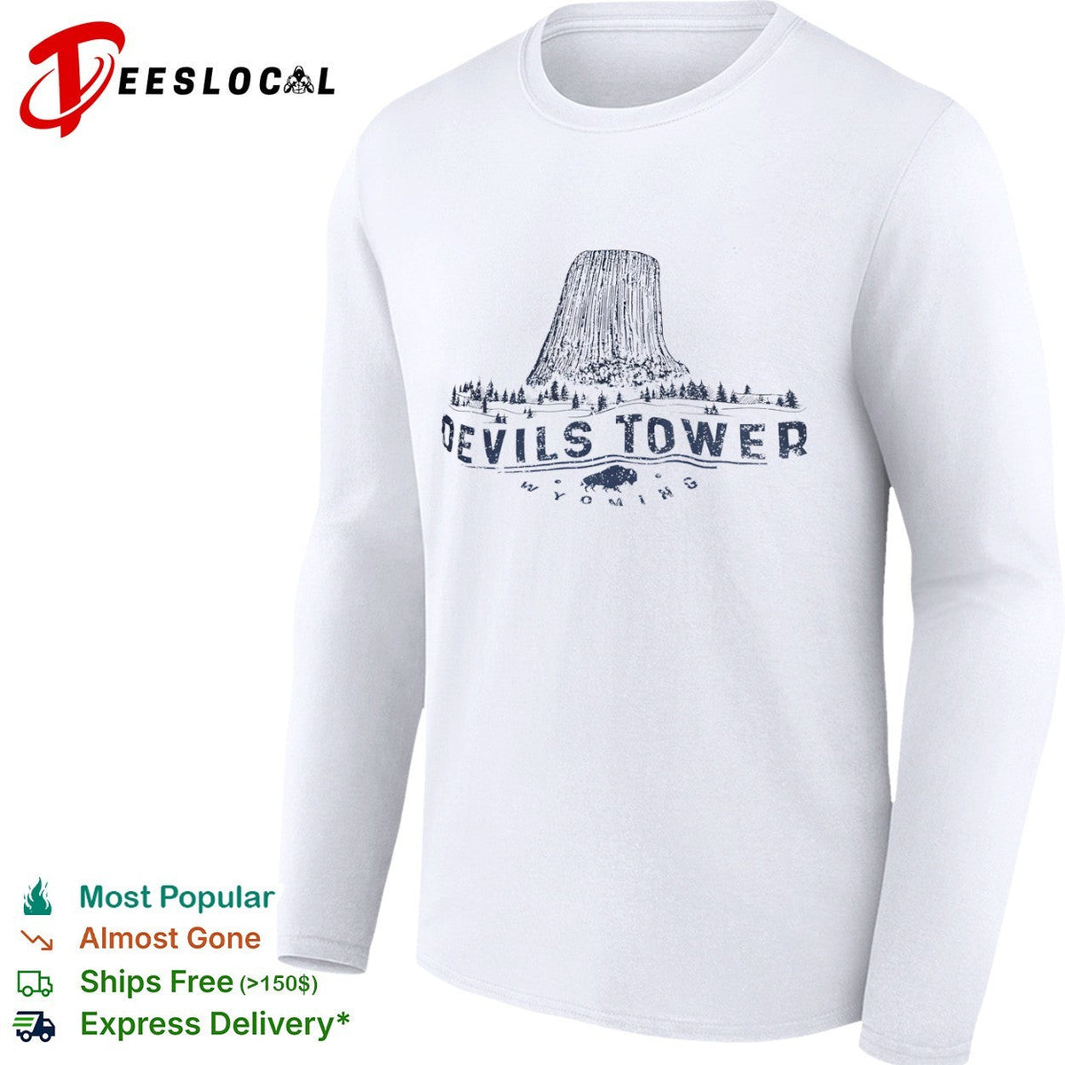 Devils Tower Wyoming National Monument Bison Nature Outdoors Landscape shirt Unisex