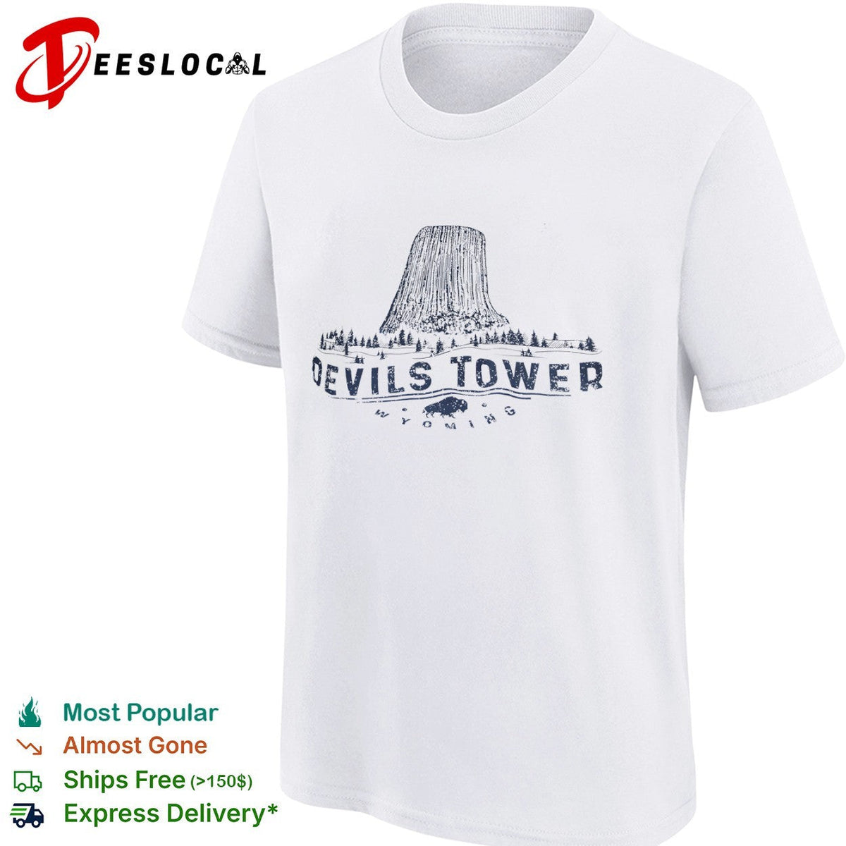 Devils Tower Wyoming National Monument Bison Nature Outdoors Landscape shirt Unisex
