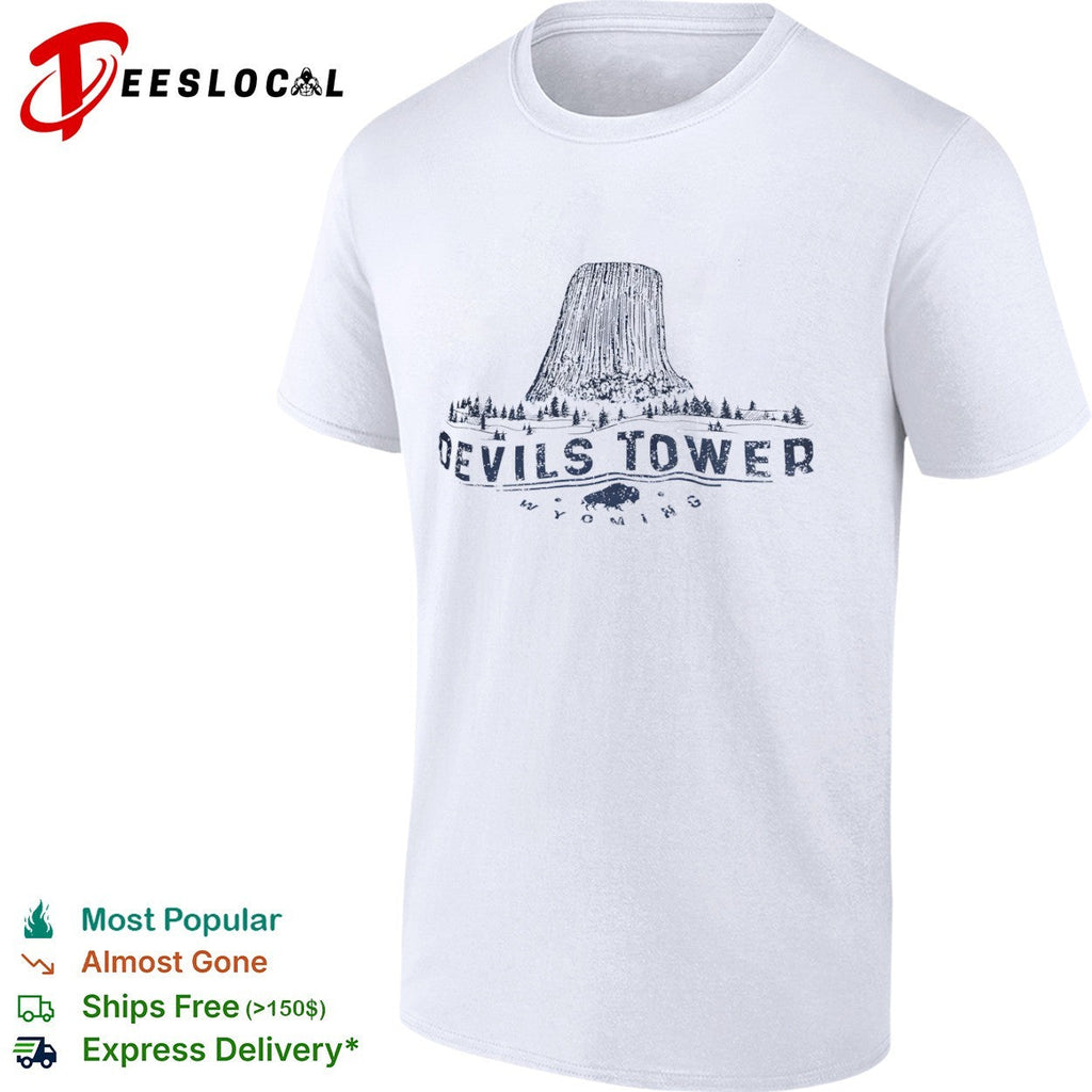 Devils Tower Wyoming National Monument Bison Nature Outdoors Landscape shirt Unisex