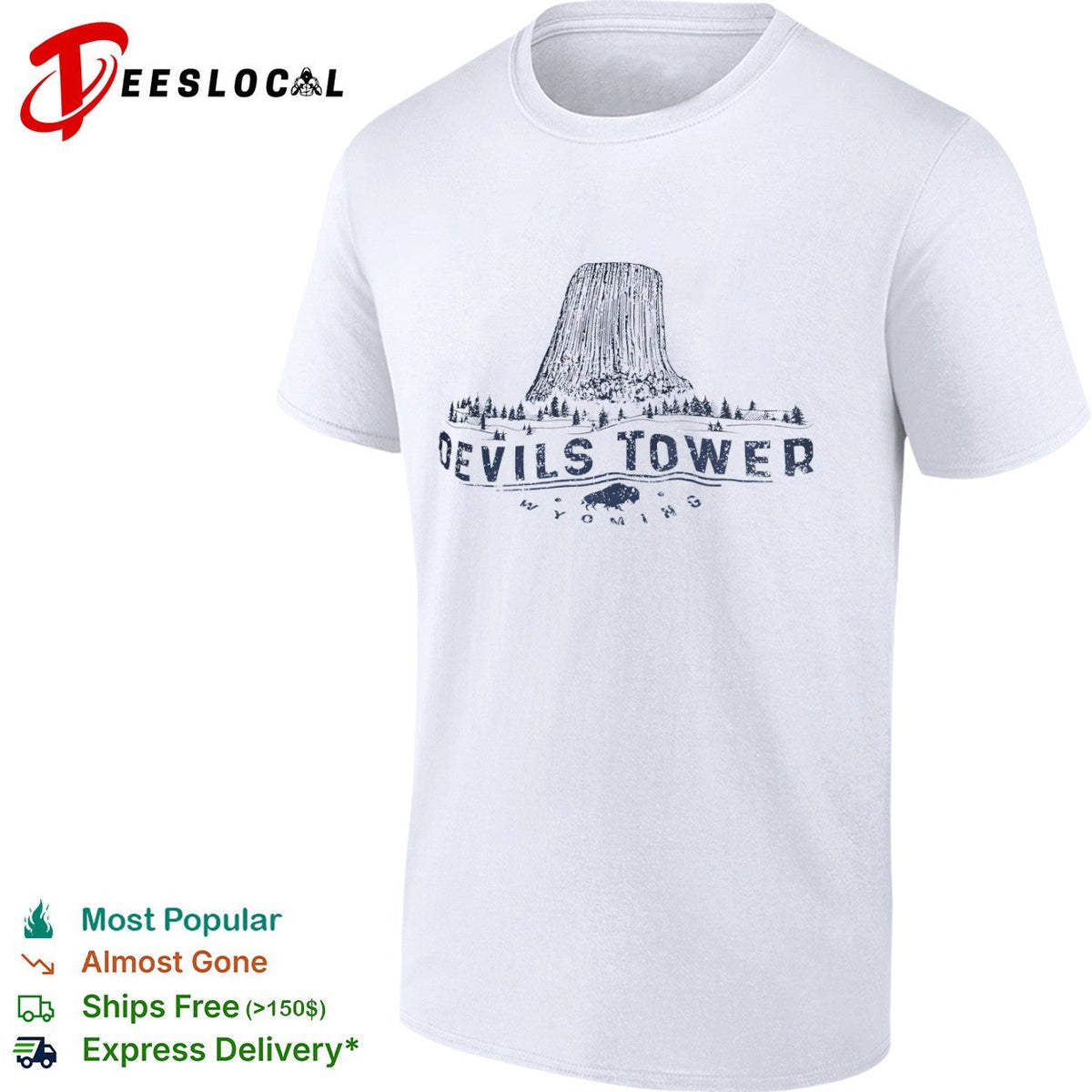 Devils Tower Wyoming National Monument Bison Nature Outdoors Landscape shirt Unisex