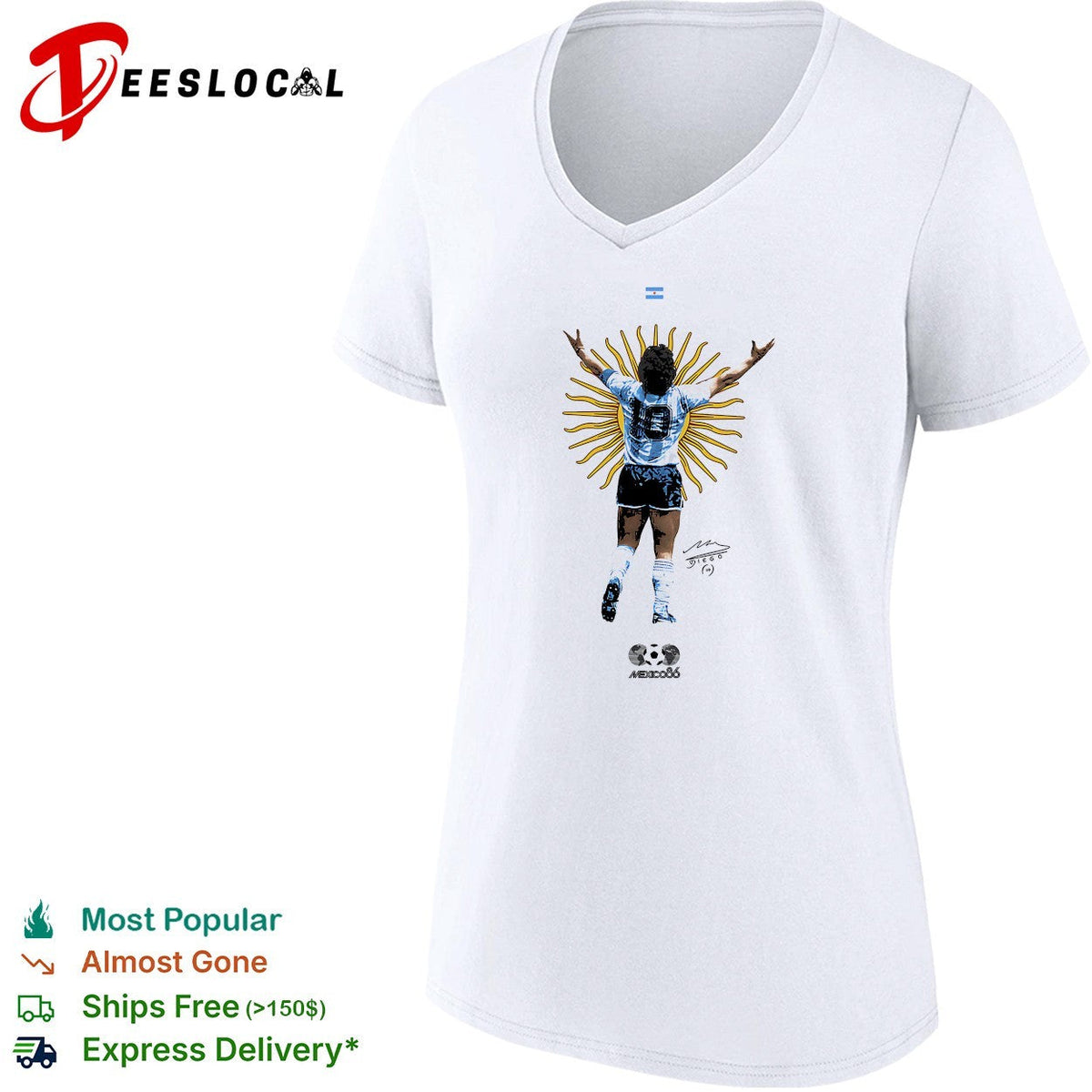 Diego Maradona Argentina Mexico 86 signature shirt Unisex