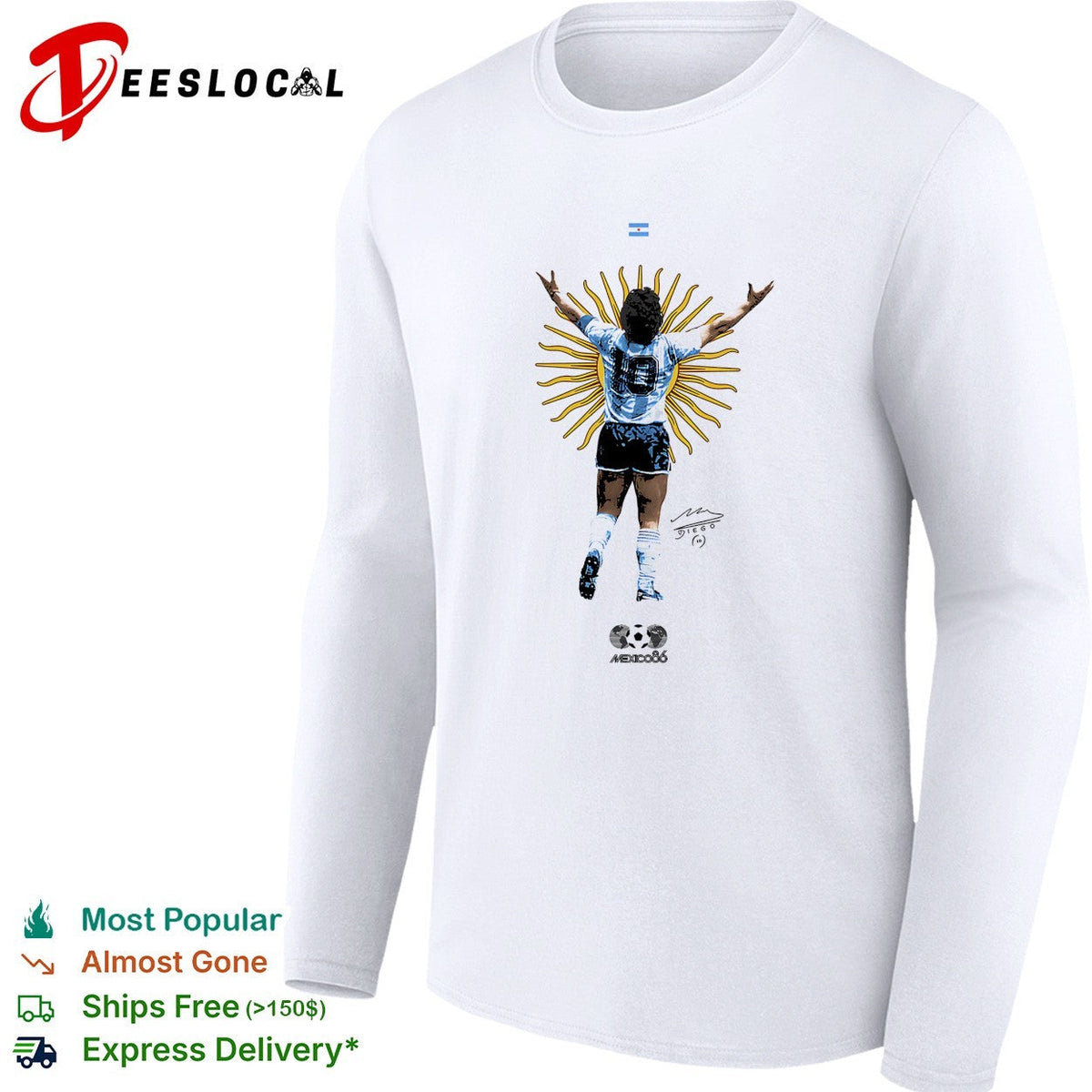 Diego Maradona Argentina Mexico 86 signature shirt Unisex