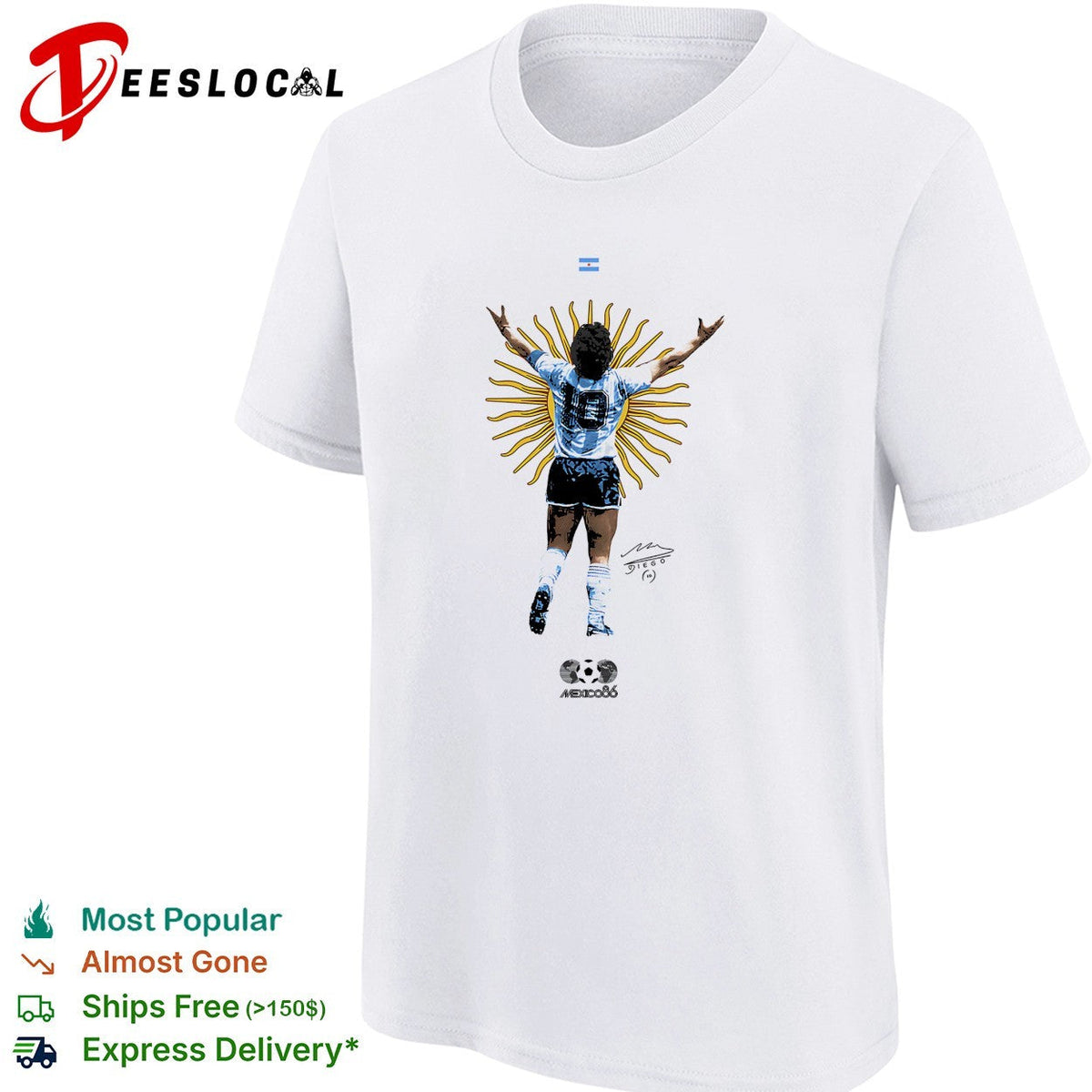 Diego Maradona Argentina Mexico 86 signature shirt Unisex