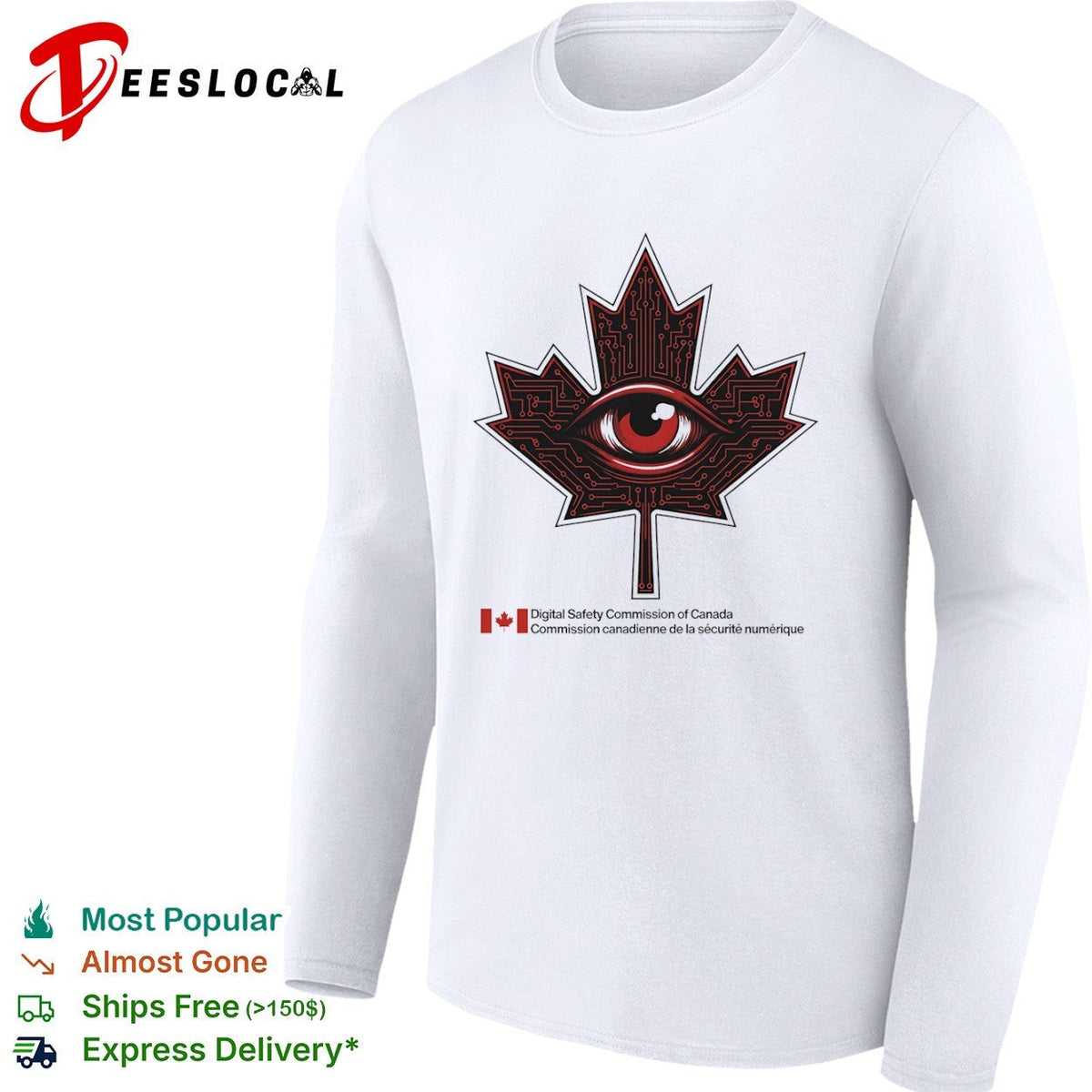 Digital Safety Commission of Canada Maple Leaf Eye Circuitry Surveillance shirt Unisex