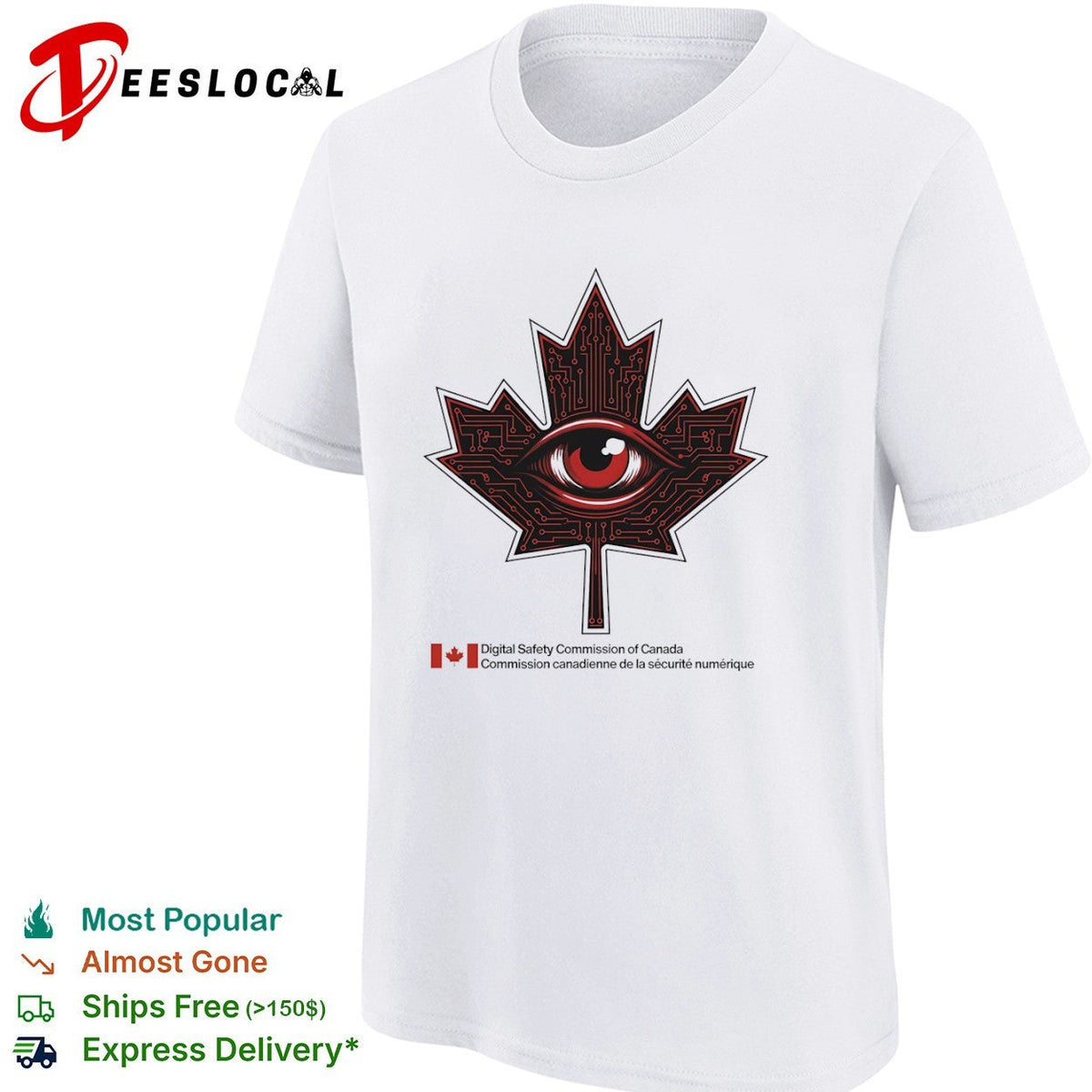 Digital Safety Commission of Canada Maple Leaf Eye Circuitry Surveillance shirt Unisex