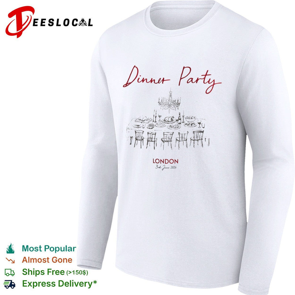 Dinner Party London 3rd June 2026 Table Chandelier Wine shirt Unisex