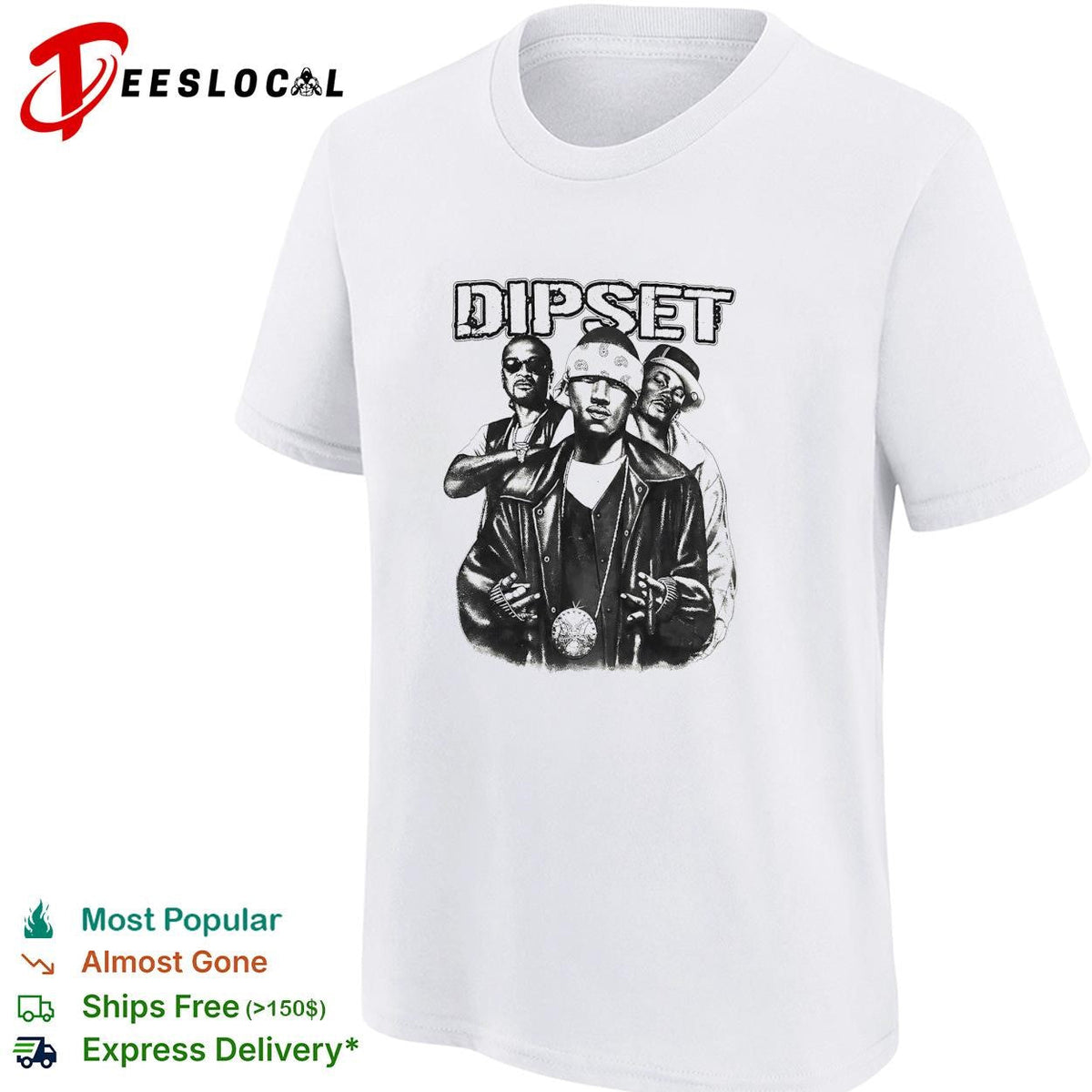 Dipset hip hop group portrait grayscale vintage graphic shirt Unisex