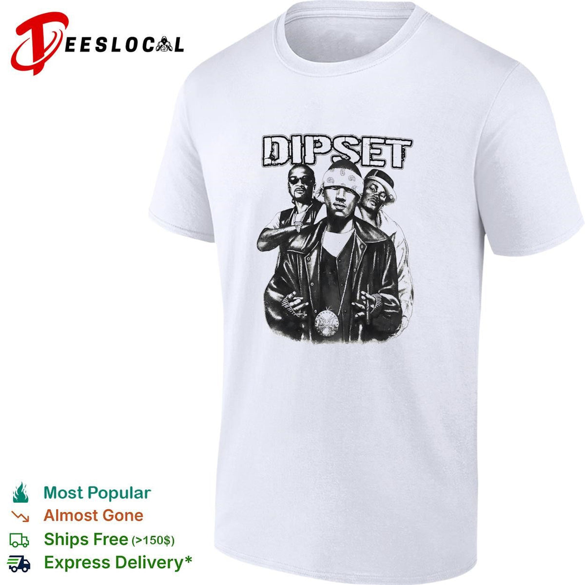 Dipset hip hop group portrait grayscale vintage graphic shirt Unisex