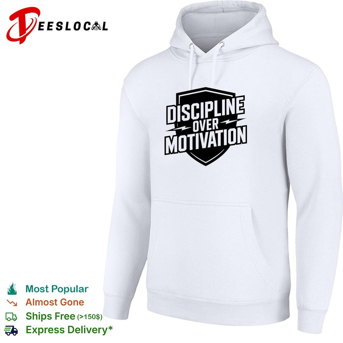 Discipline over Motivation shield text fitness motivational athletic gym shirt Unisex