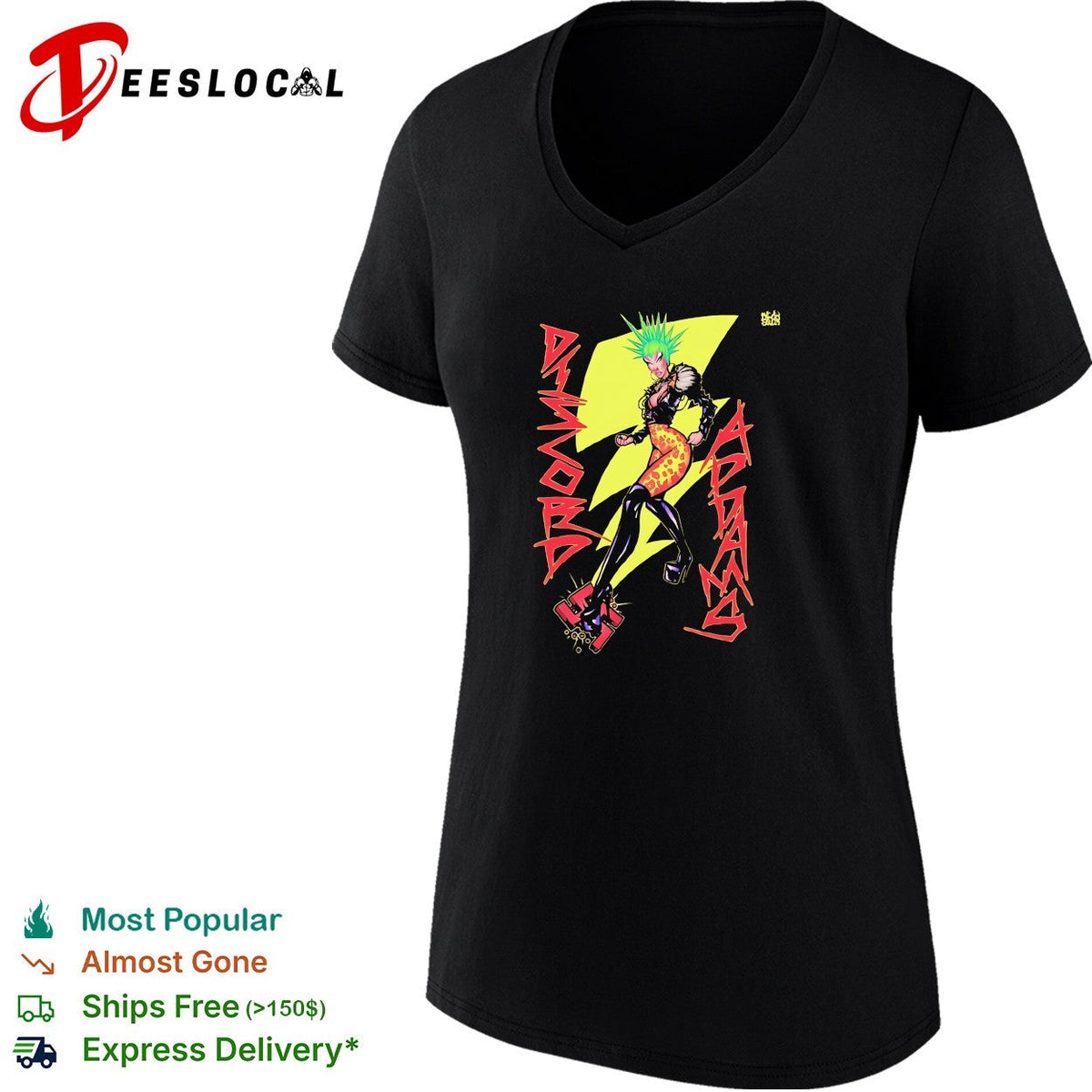 Discord Adams punk girl lightning bolt green hair comic art shirt Unisex