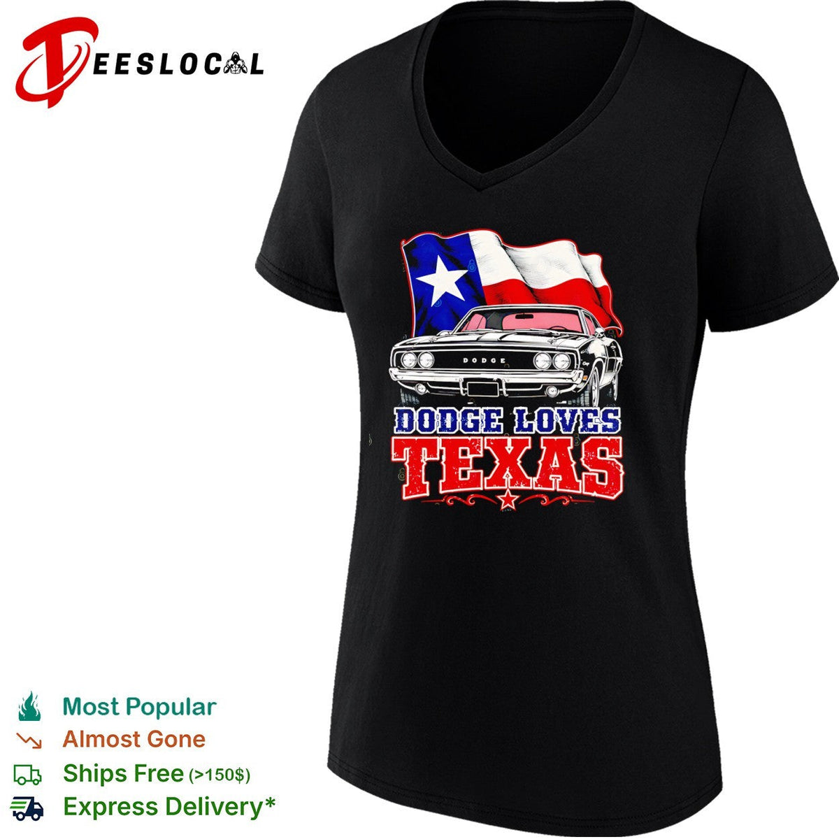 Dodge Loves Texas 1969 Charger Muscle Car Lone Star State Americana shirt Unisex