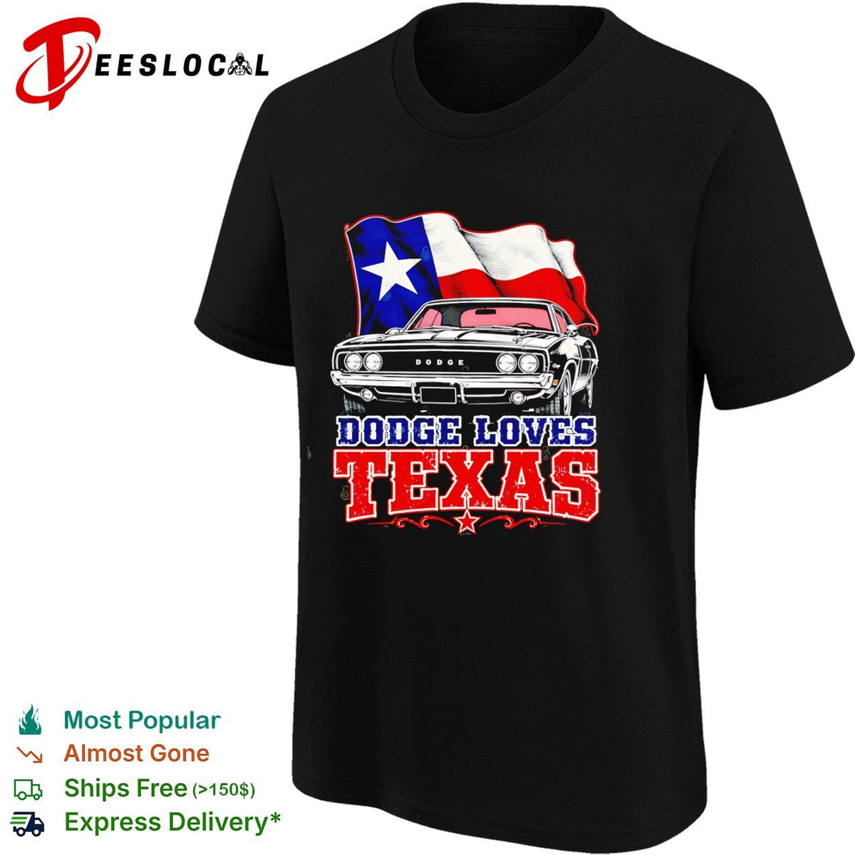 Dodge Loves Texas 1969 Charger Muscle Car Lone Star State Americana shirt Unisex