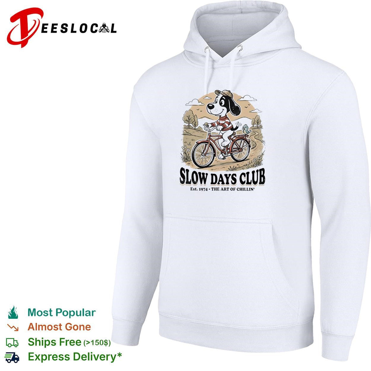 Dog driving bicycle Slow days club dog bicycle vintage badge shirt Unisex