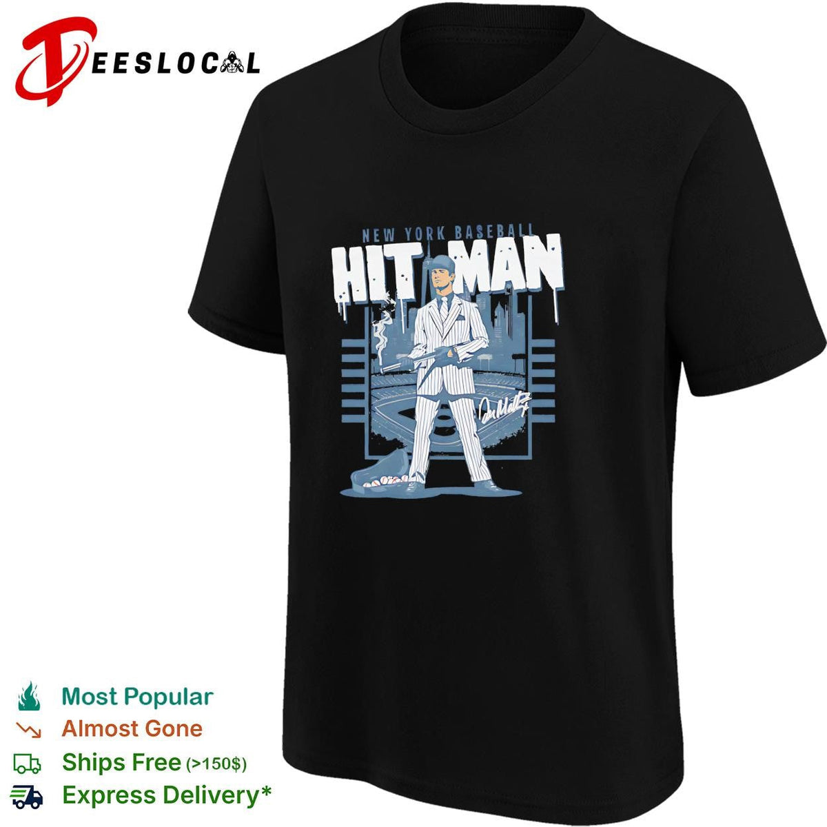 Don Mattingly New York Yankees hitman caricature graphic shirt Unisex
