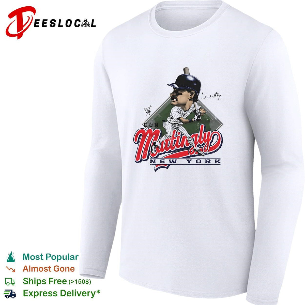 Don Mattingly New York Yankees script caricature vintage shirt Unisex