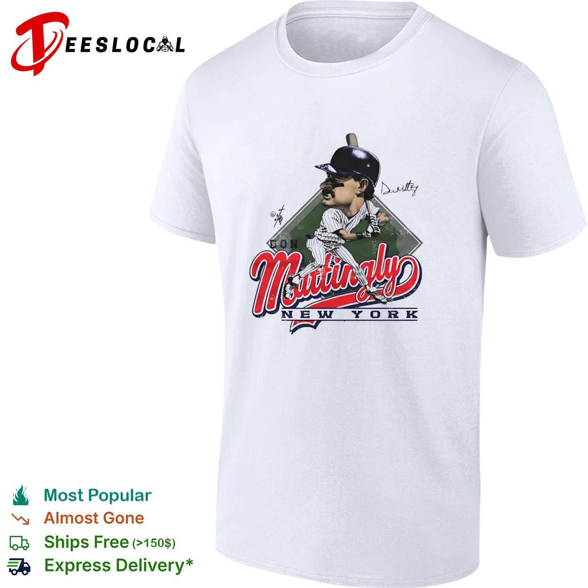 Don Mattingly New York Yankees script caricature vintage shirt Unisex