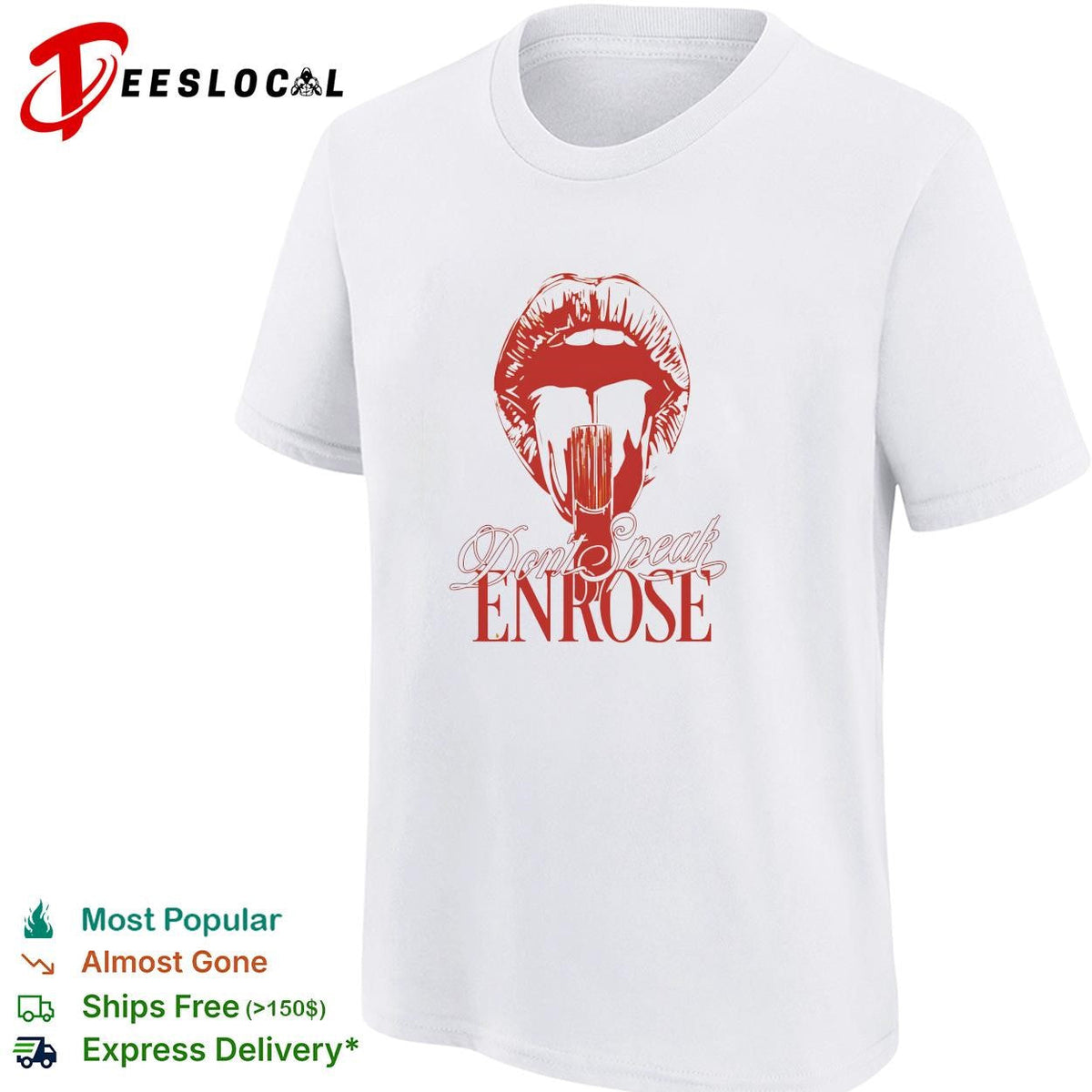 Don_t Speak ENROSE Lips and Lollipop Graphic Aesthetic Urban Pop Culture shirt Unisex