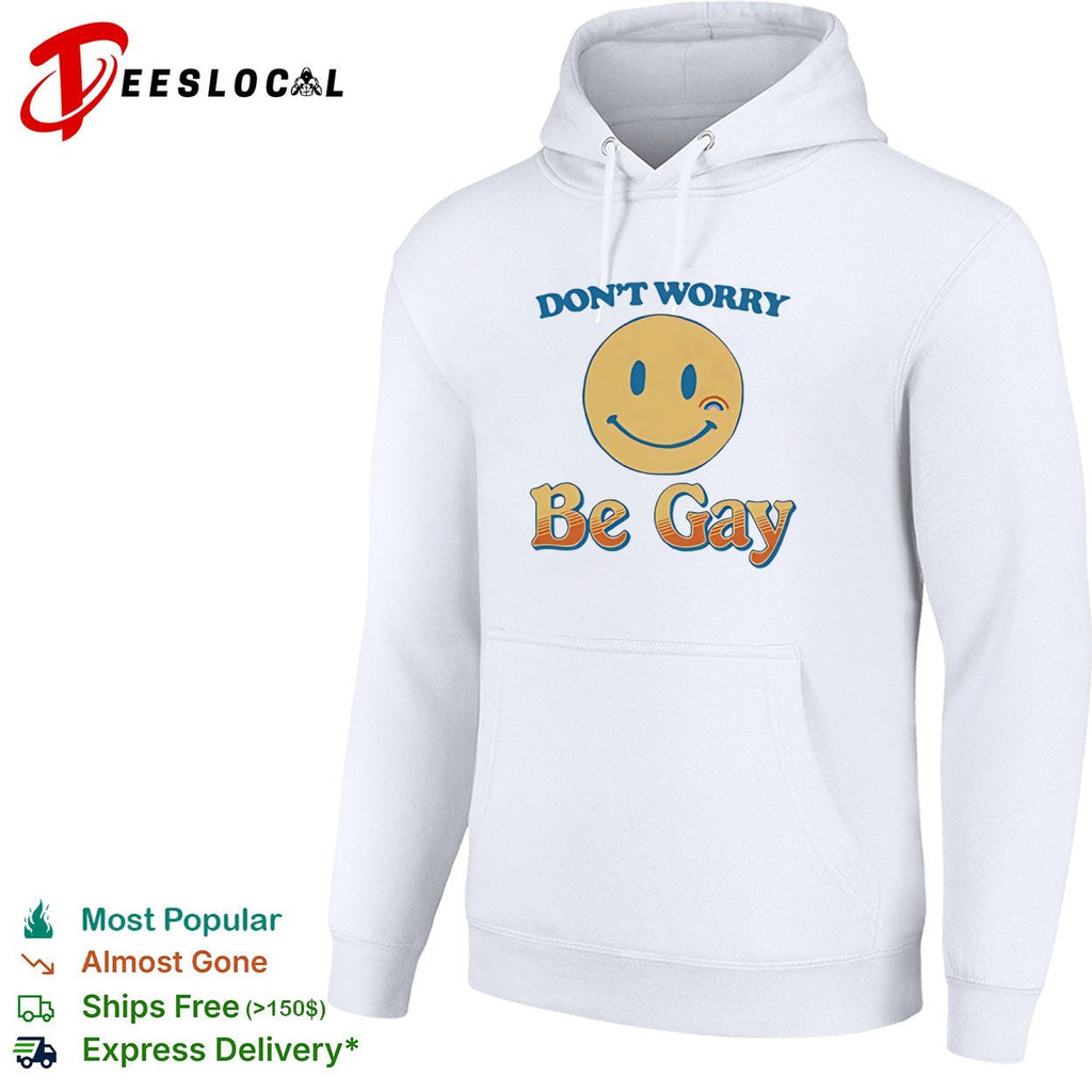 Don’t Worry Be Gay Smiley Face Rainbow Design Pride LGBTQ shirt Unisex