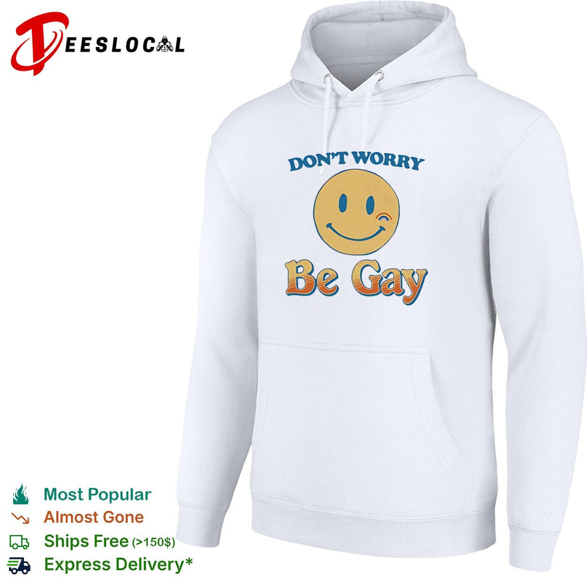 Don’t Worry Be Gay Smiley Face Rainbow Design Pride LGBTQ shirt Unisex