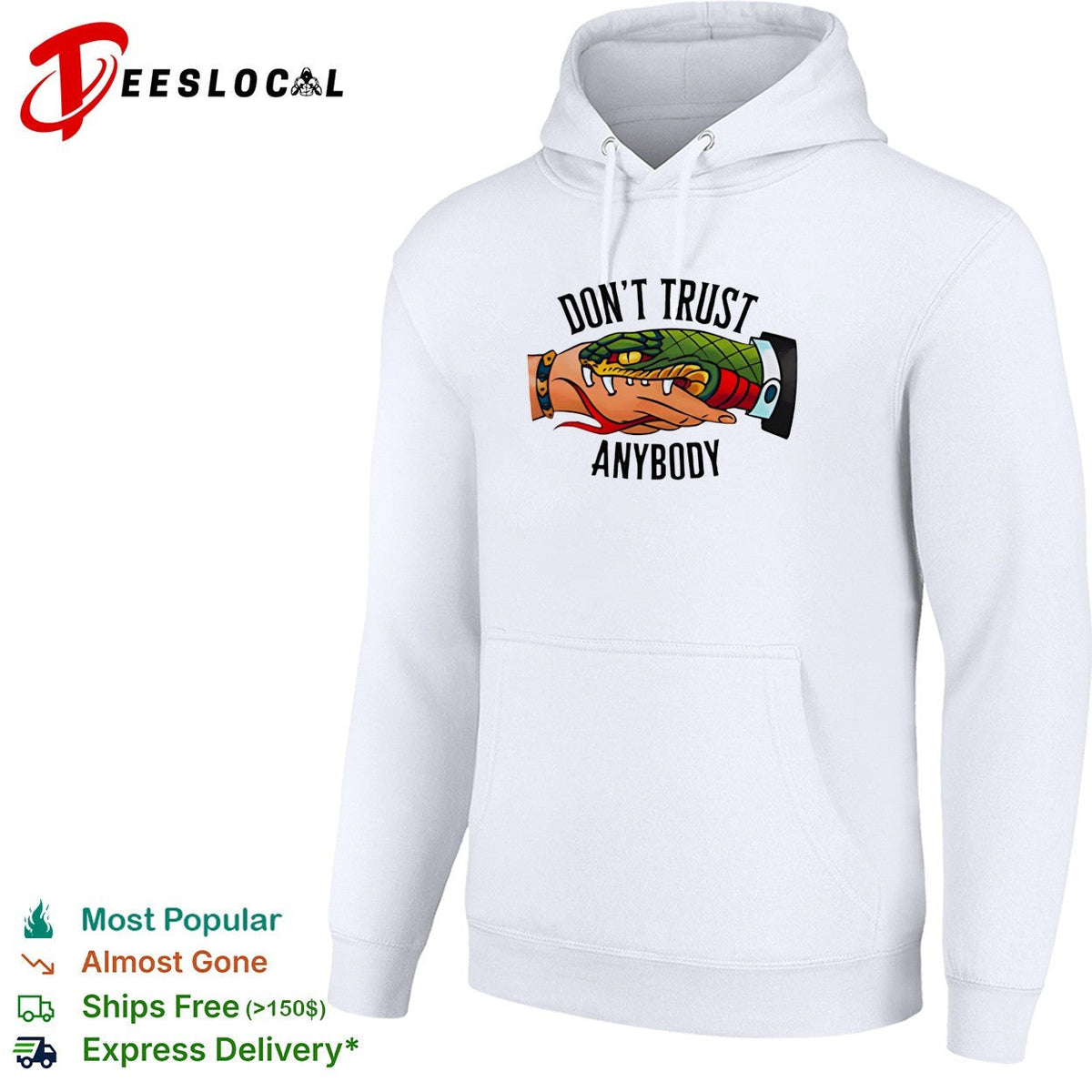 Don’t trust anybody snake biting hand traditional tattoo style illustration graphic shirt Unisex