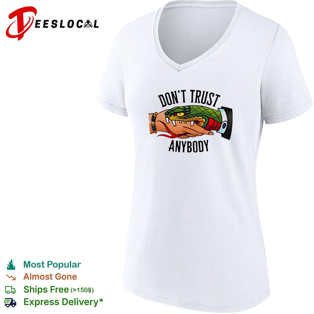 Don’t trust anybody snake biting hand traditional tattoo style illustration graphic shirt Unisex