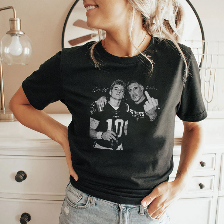 Drake Maye Mike Vrabel Middle Finger Shirt