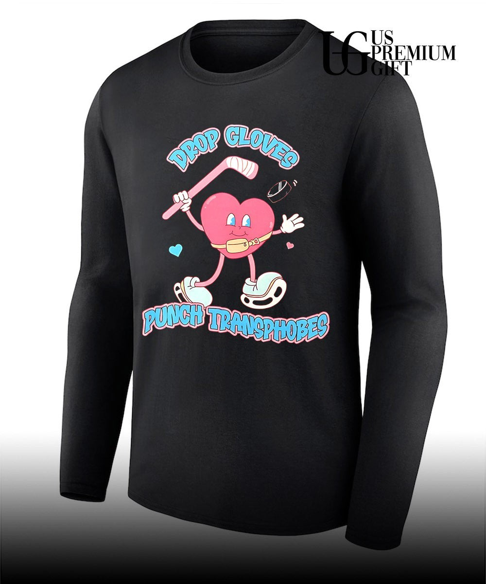 Drop Gloves Punch Transphobes hockey trans rights shirt Unisex