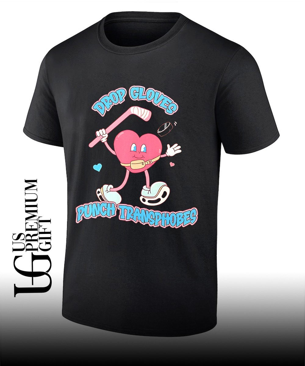 Drop Gloves Punch Transphobes hockey trans rights shirt Unisex