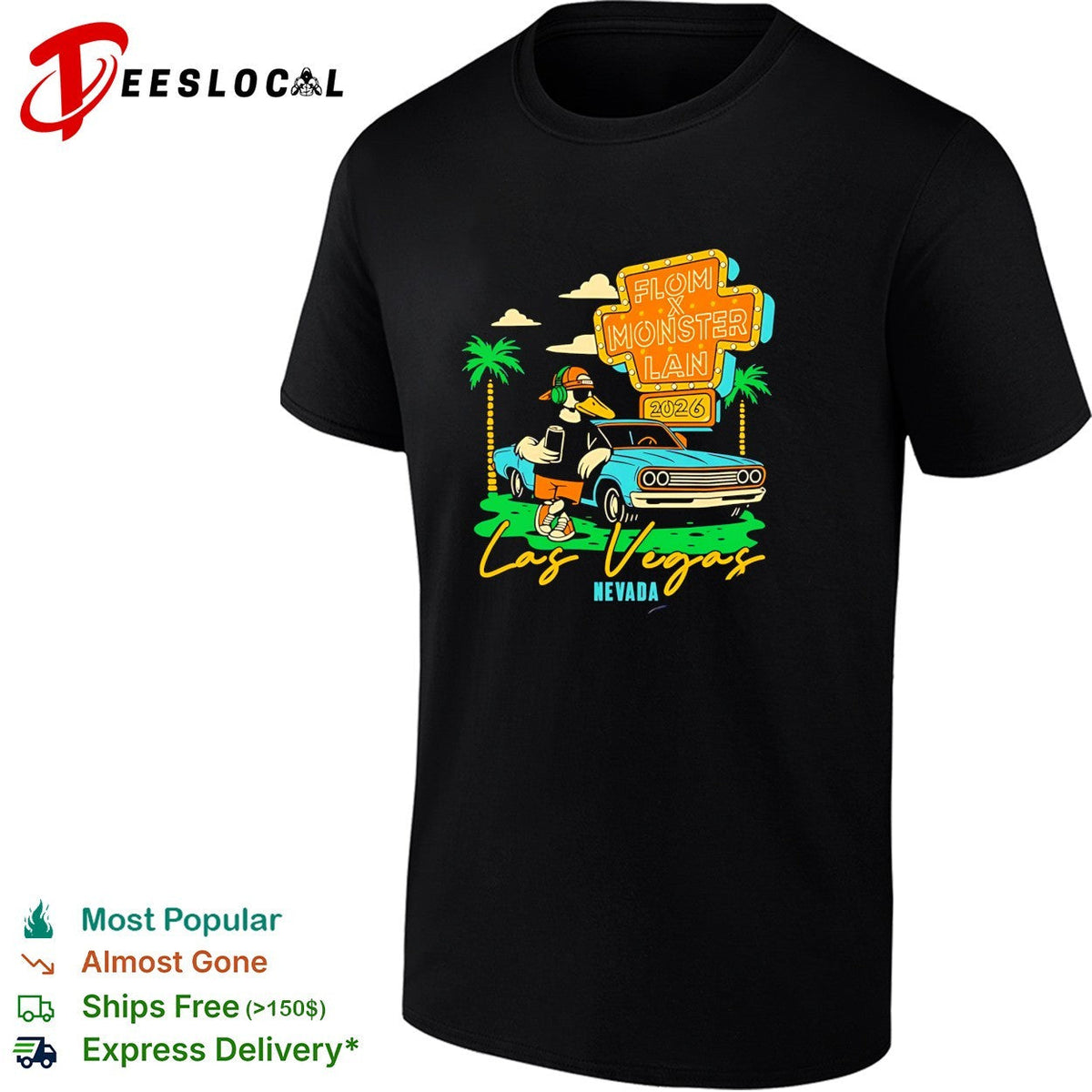 Duck gamer Las Vegas Flom Monster Lan 2026 shirt Unisex