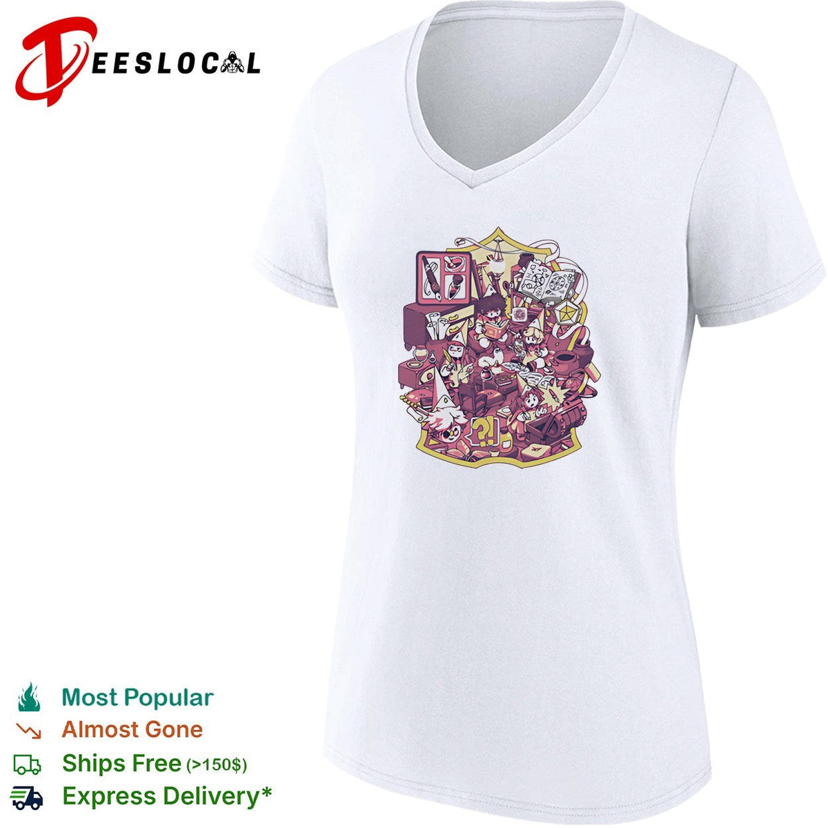 Dungeons and Dragons cozy room chaos tabletop RPG scene illustrated art shirt Unisex