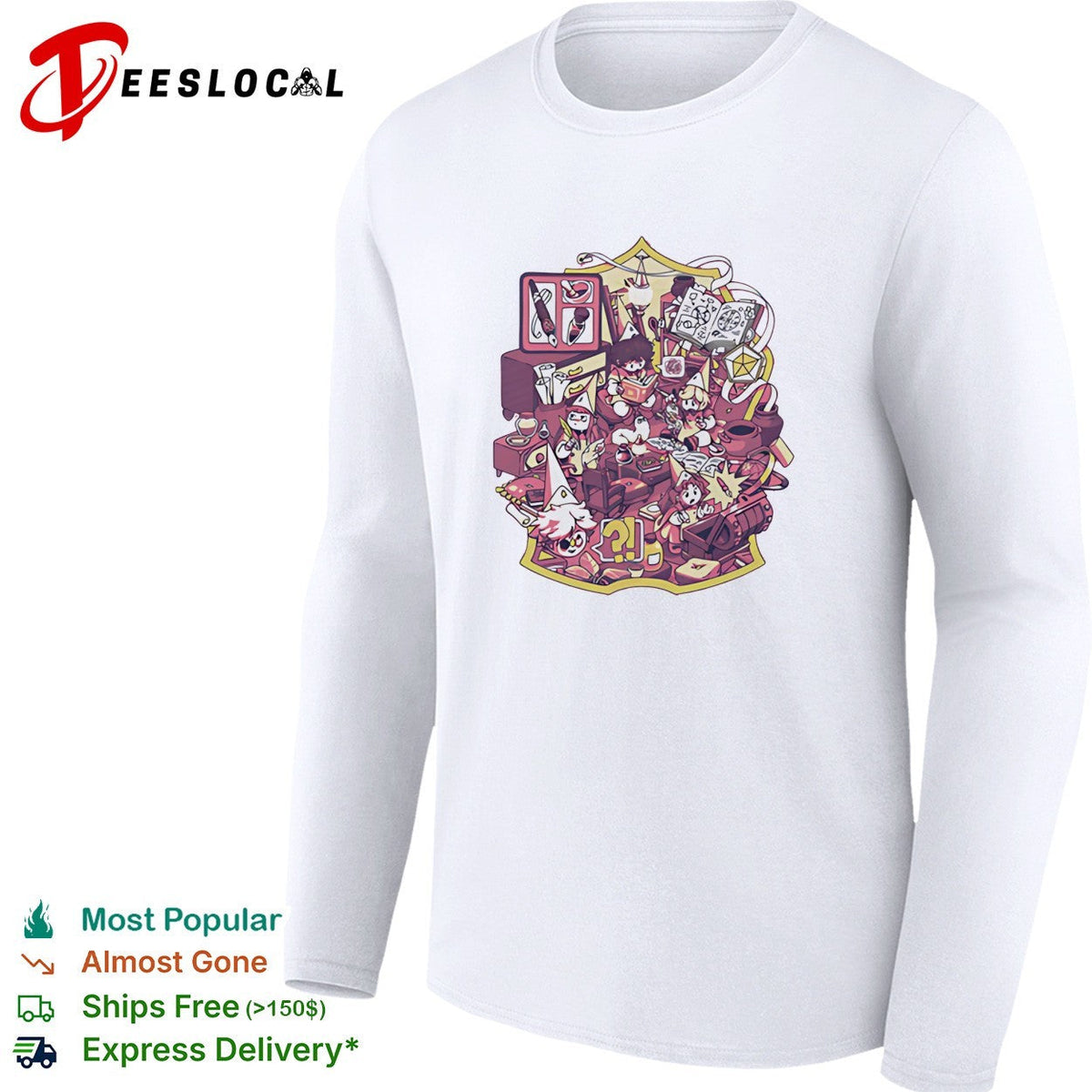 Dungeons and Dragons cozy room chaos tabletop RPG scene illustrated art shirt Unisex