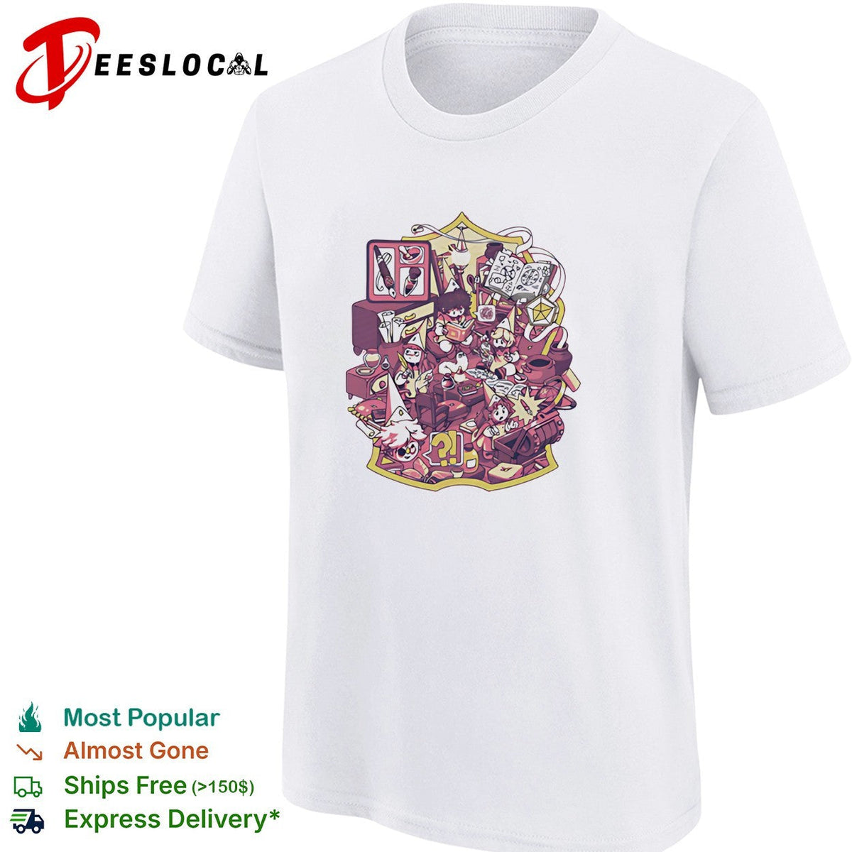 Dungeons and Dragons cozy room chaos tabletop RPG scene illustrated art shirt Unisex