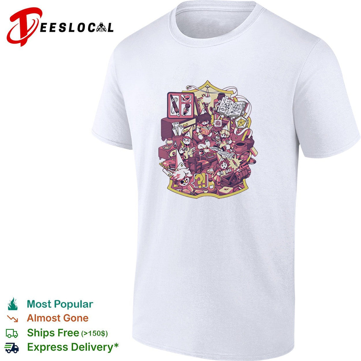 Dungeons and Dragons cozy room chaos tabletop RPG scene illustrated art shirt Unisex