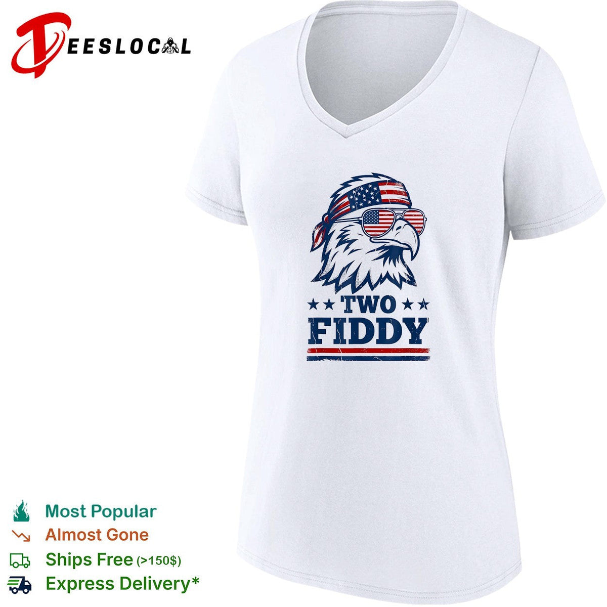Eagle wearing flag bandana sunglasses two fiddy shirt Unisex