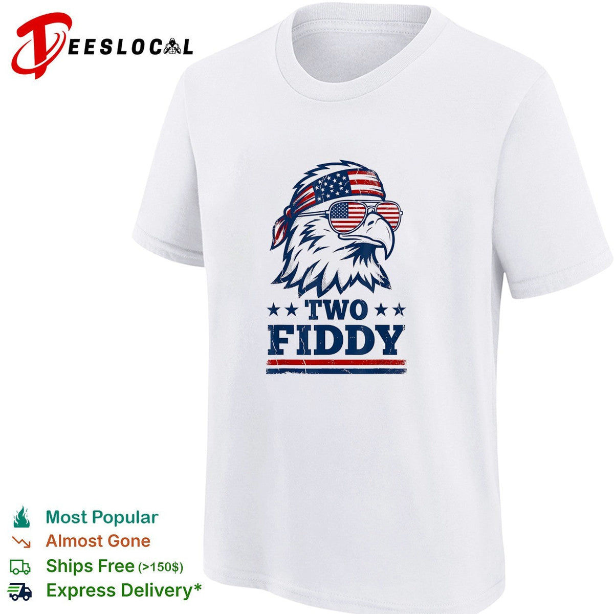Eagle wearing flag bandana sunglasses two fiddy shirt Unisex