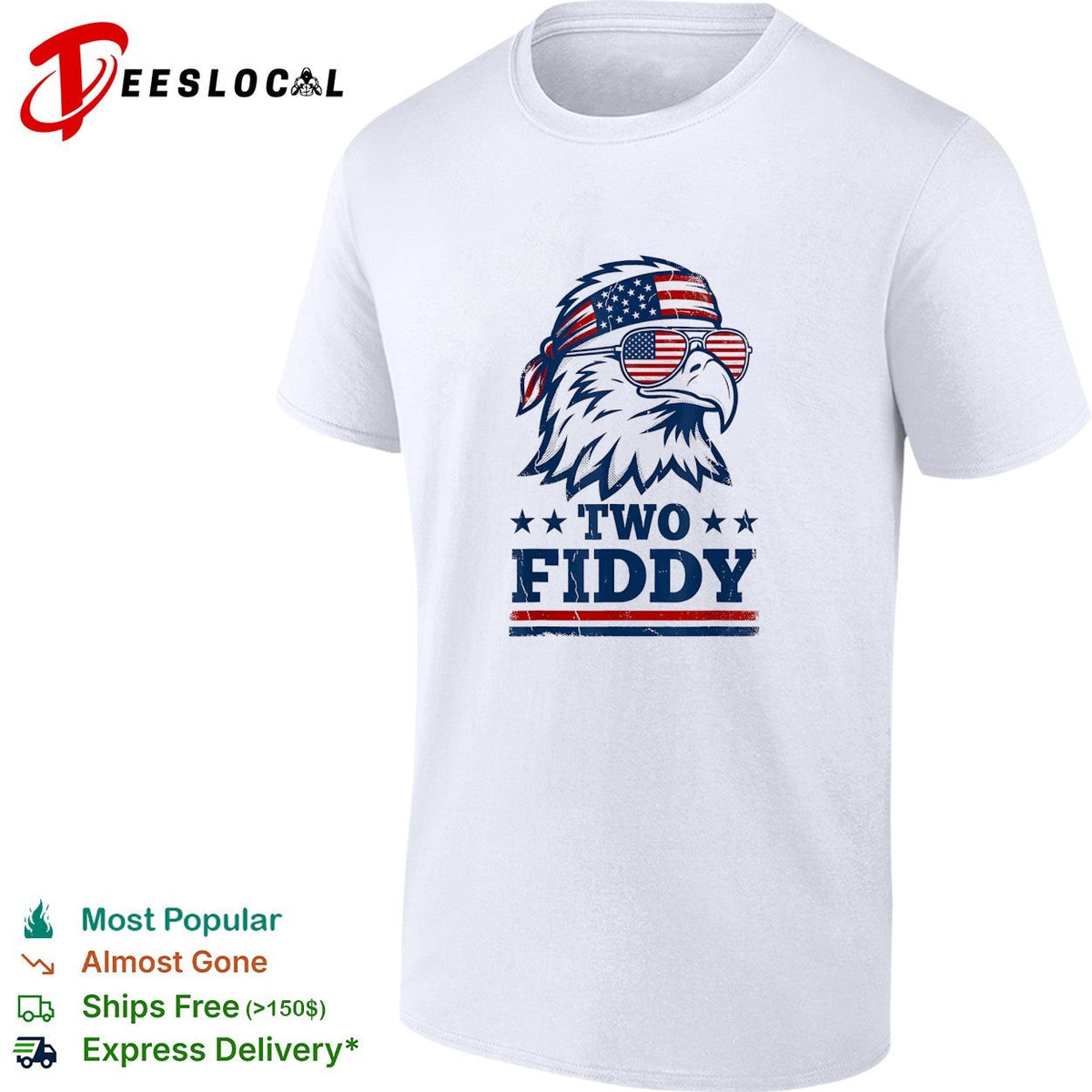 Eagle wearing flag bandana sunglasses two fiddy shirt Unisex