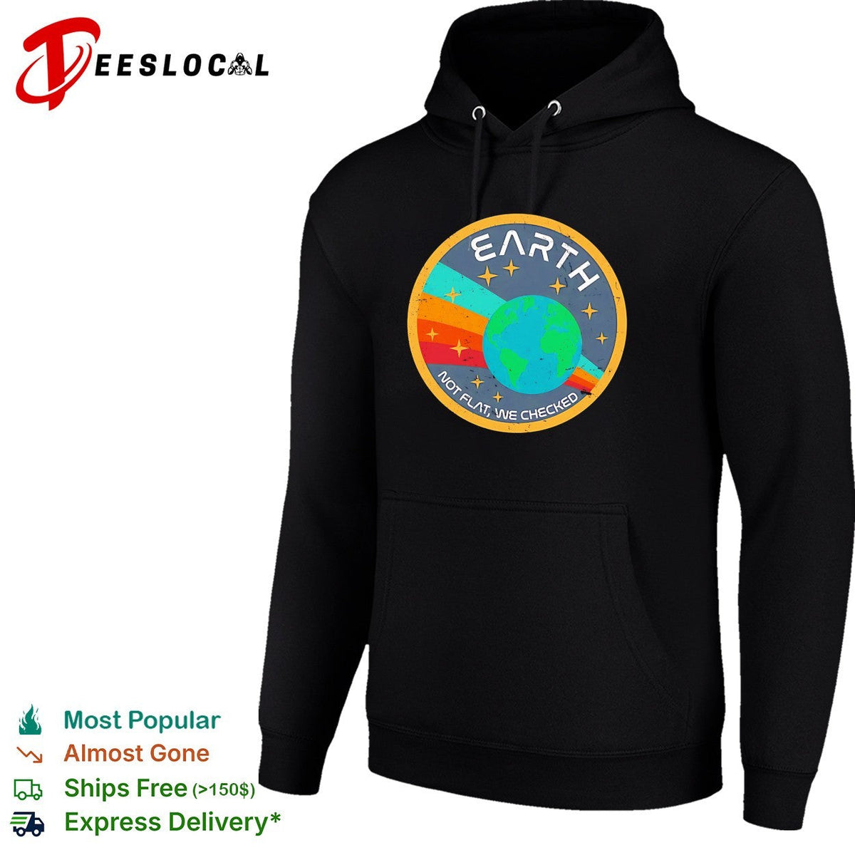 Earth not flat we checked NASA badge retro patch humor shirt Unisex