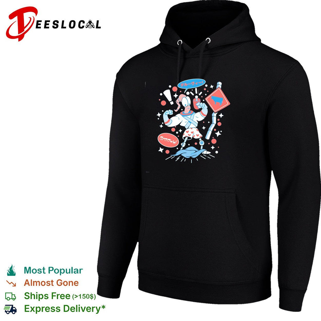 Earthworm Jim Groovy Japanese kanji cartoon humor shirt Unisex