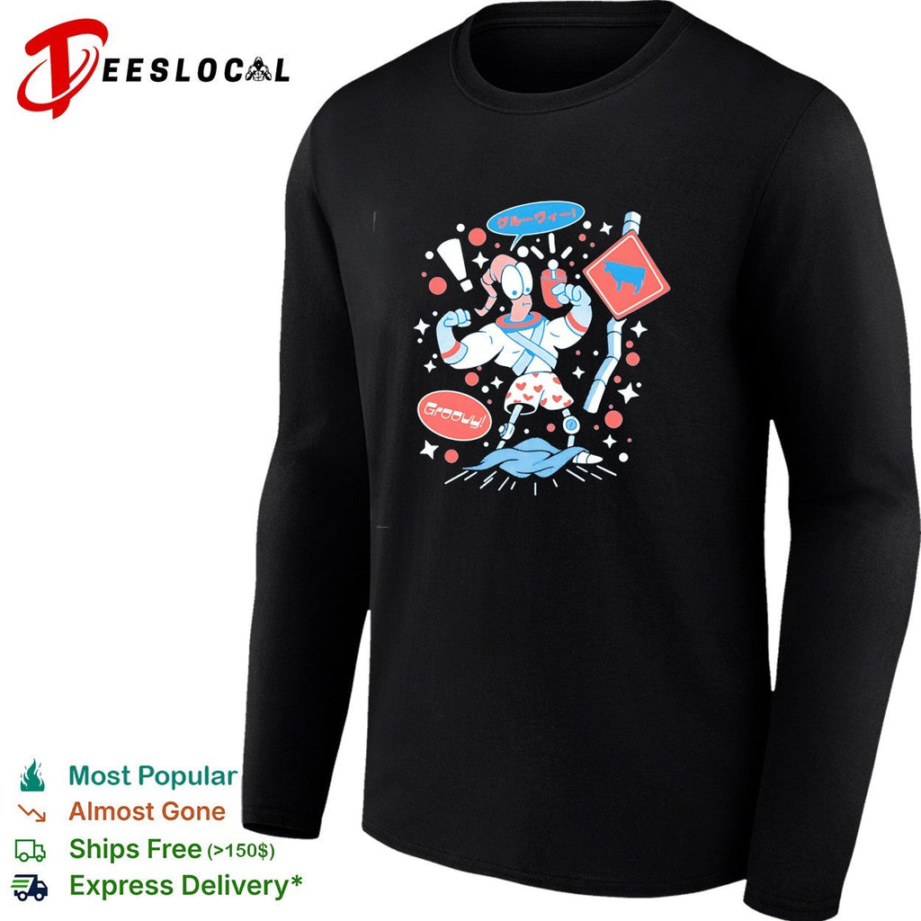 Earthworm Jim Groovy Japanese kanji cartoon humor shirt Unisex