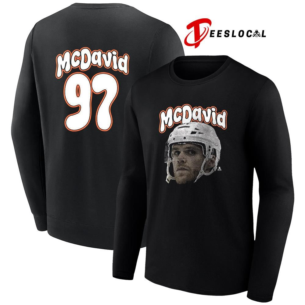 Edmonton Oilers Connor McDavid portrait name and number shirt Unisex