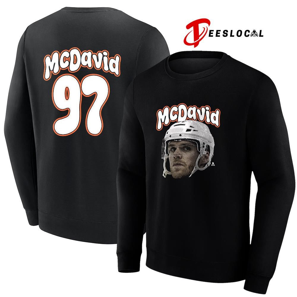 Edmonton Oilers Connor McDavid portrait name and number shirt Unisex