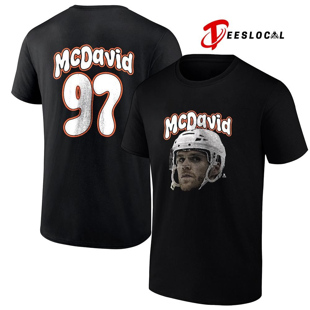 Edmonton Oilers Connor McDavid portrait name and number shirt Unisex