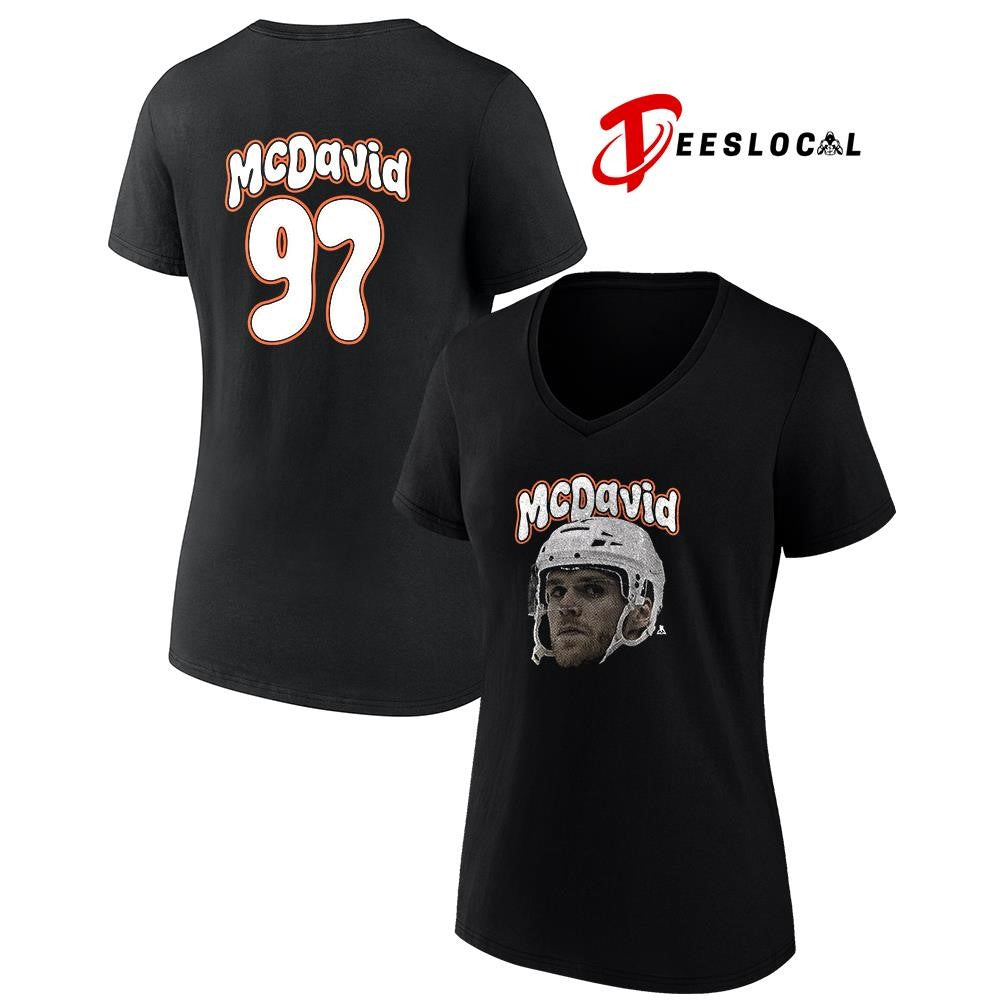 Edmonton Oilers Connor McDavid portrait name and number shirt Unisex