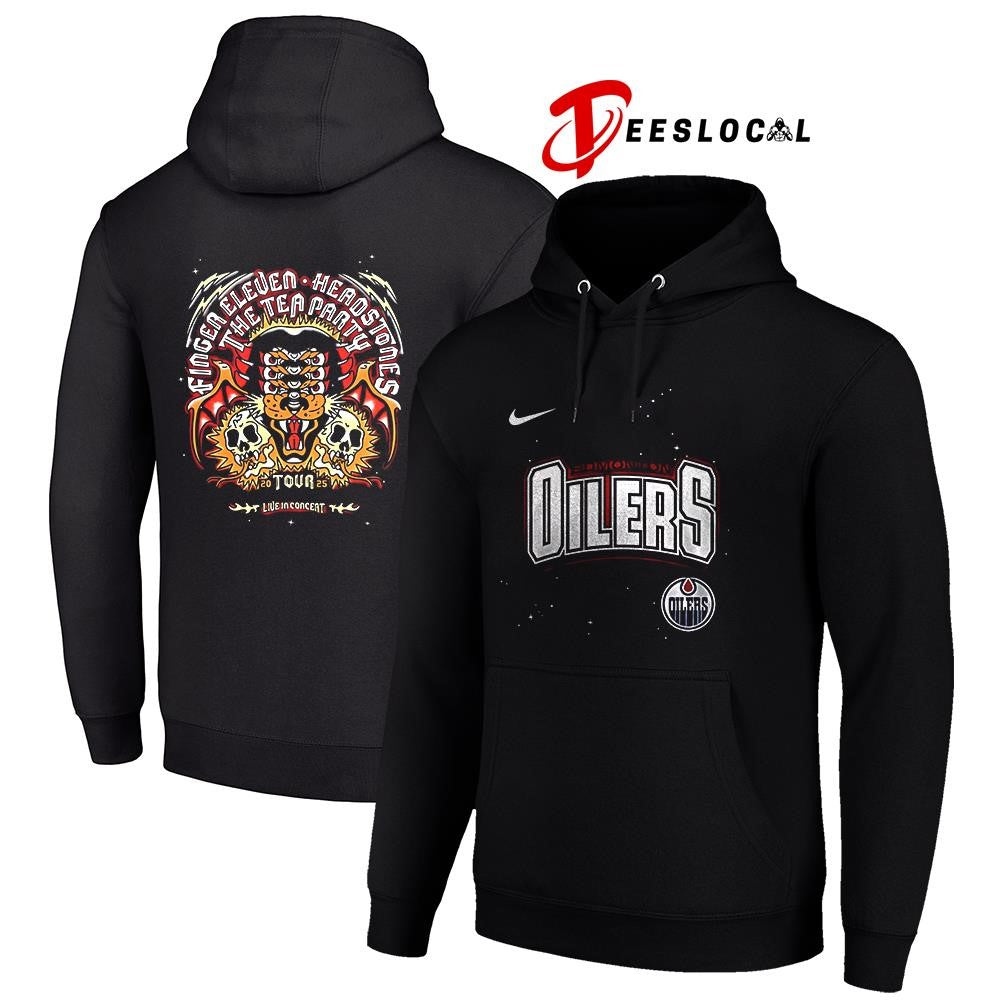 Edmonton Oilers Iconic Co Headlining Finger Eleven Headstones The Tea Party tour graphic shirt