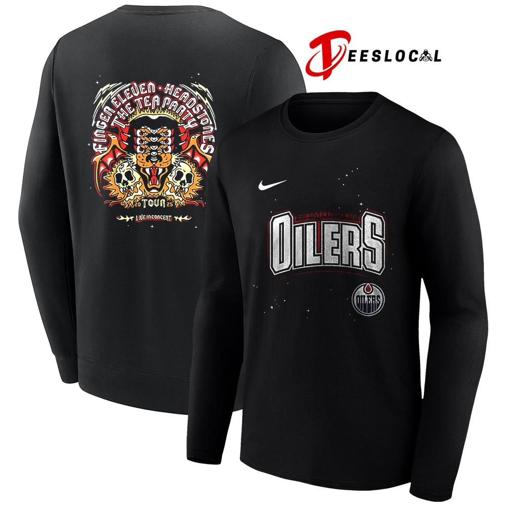Edmonton Oilers Iconic Co Headlining Finger Eleven Headstones The Tea Party tour graphic shirt