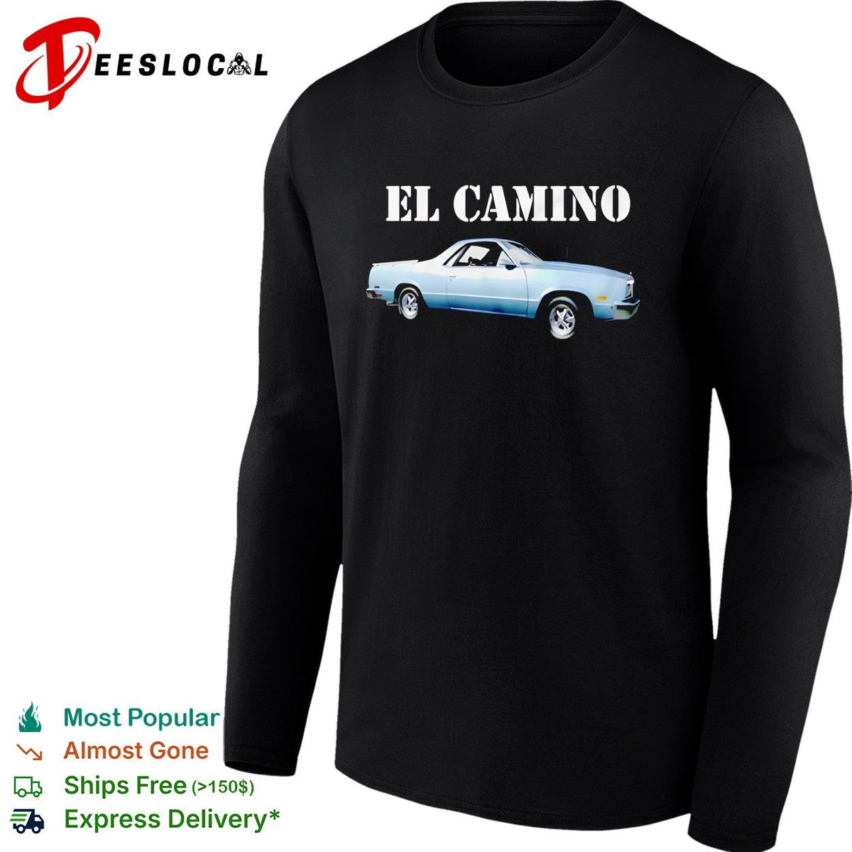 El Camino classic silver pickup truck bold stencil lettering vintage graphic shirt Unisex